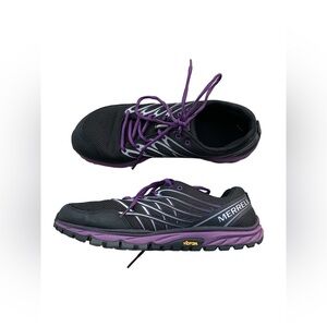 Merrell Women’s 8.5 Barefoot Run Bare Access Trail Running Sneakers Black Purple